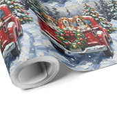 Kerstmis Beagle Rode Truck Vakantie Cadeaupapier (Rol Hoek)