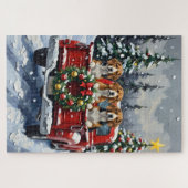 Kerstmis Beagle Rode Truck Vakantie Legpuzzel (Horizontaal)