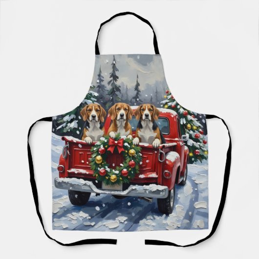 Kerstmis Beagle Rode Truck Vakantie Schort (Voorkant)