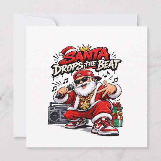 Kerstmis Beats van Sinterklaas Hip Hop Kaart (Achterkant)