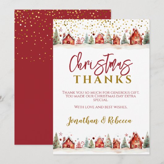 Kerstmis Bedankkaart (Voorkant / Achterkant)