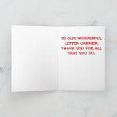 Kerstmis Bedankt Postbode Feestdagen Kaart (Binnen)