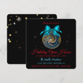 Kerstmis Bedrijfs blauwe kerstbal sneeuwvlokken Feestdagenkaart (Voorkant / Achterkant)