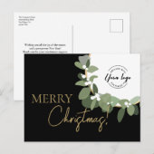 Kerstmis Bedrijfslogo Goud zwart Aangepast Feestdagenkaart (Voorkant / Achterkant)