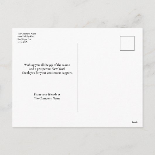 Kerstmis Bedrijfslogo Goud zwart Aangepast Feestdagenkaart (Achterkant)