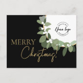 Kerstmis Bedrijfslogo Goud zwart Aangepast Feestdagenkaart (Voorkant)