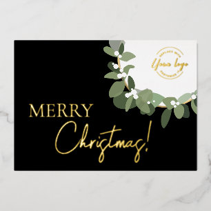 Kerstmis Bedrijfslogo Krans Elegant Folie Feestdagenkaart