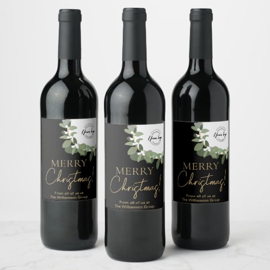 Kerstmis Bedrijfslogo Krans Vakantieperiode Wijn Etiket (Flessen)