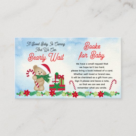 Kerstmis Beer Barly Wait Shower Book Request Informatiekaartje (Voorkant)