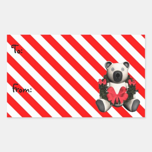 Kerstmis Beer Cadeaubont Label Stickers (Voorkant)