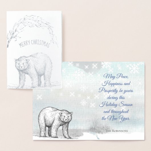 Kerstmis, Beer en Snowflakes Folie Kaarten (Display)