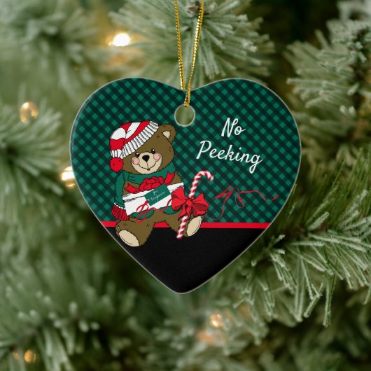 Kerstmis Beer Groen Gepland Geen gepersonaliseerde Keramisch Ornament (Boom)