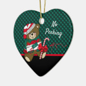Kerstmis Beer Groen Gepland Geen gepersonaliseerde Keramisch Ornament (Links)