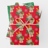 Kerstmis Beer Holiday Cadeau Snowflake Inpakpapier Vel (In situ)