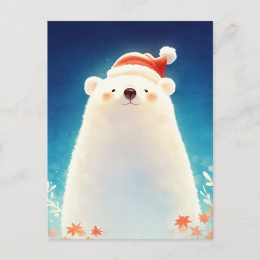 Kerstmis Beer in Kerstmannen Muts Briefkaart (Voorkant)