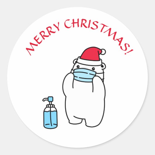 KERSTMIS BEER MASKER EN SANTA HOED RONDE Sticker (Voorkant)