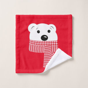 Kerstmis, beer muzzel, poolbeer, rood, wit, washandje