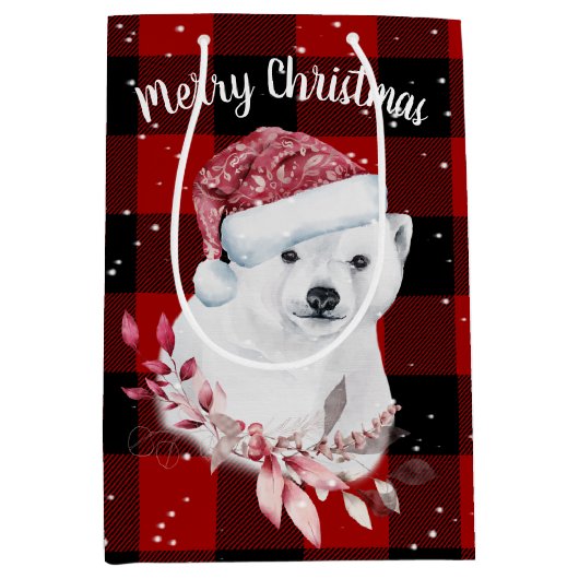 Kerstmis Beer op buffelstang Medium Cadeauzakje (Voorkant)