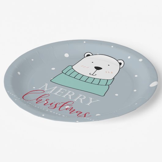 Kerstmis Beer op maat Papieren Bordje (Gekanteld)