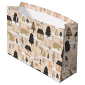 Kerstmis Beer Roze Black Gold Modern Groot Cadeauzakje (Achterkant Gekanteld)