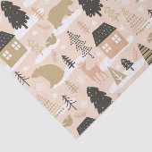 Kerstmis Beer Roze Black Gold Modern Tissuepapier (Detail)