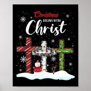 Kerstmis begint met Christelijke Christus Snowman Poster