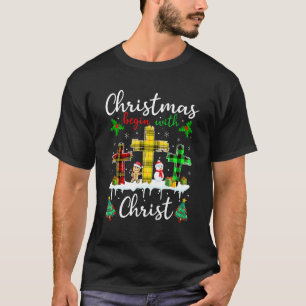 Kerstmis begint met Christelijke Christus Snowman T-shirt