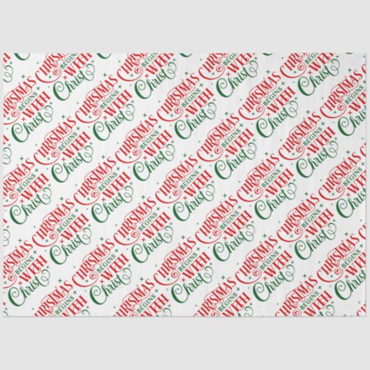 Kerstmis begint met Christelijke Typografie Tissuepapier (Voorkant)