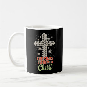 Kerstmis Begint Met Christus Christelijke Sneeuw X Koffiemok