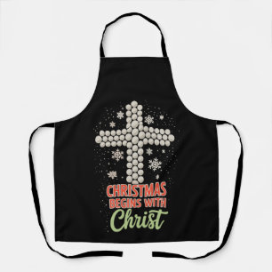Kerstmis Begint Met Christus Christelijke Sneeuw X Schort