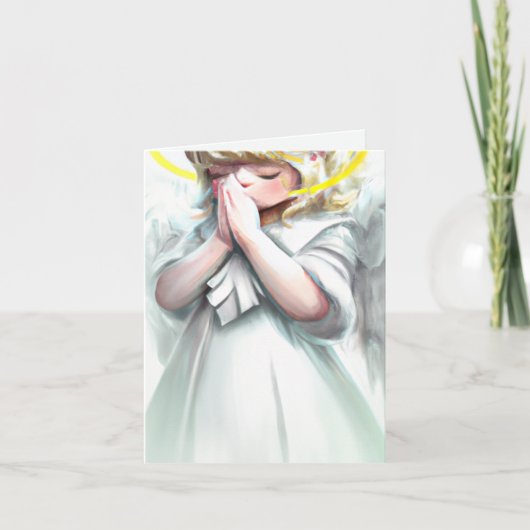 Kerstmis begint met Christus die Angel bidt Feestdagen Kaart (Voorkant)