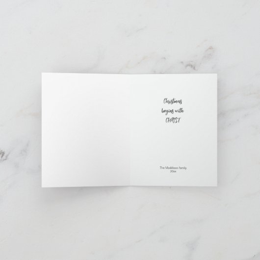 Kerstmis begint met Christus die Angel bidt Feestdagen Kaart (Binnen)