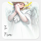 Kerstmis begint met Christus die Angel bidt Vierkante Sticker (Voorkant)
