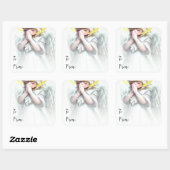 Kerstmis begint met Christus die Angel bidt Vierkante Sticker (Vel)