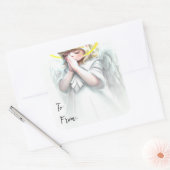 Kerstmis begint met Christus die Angel bidt Vierkante Sticker (Envelop)