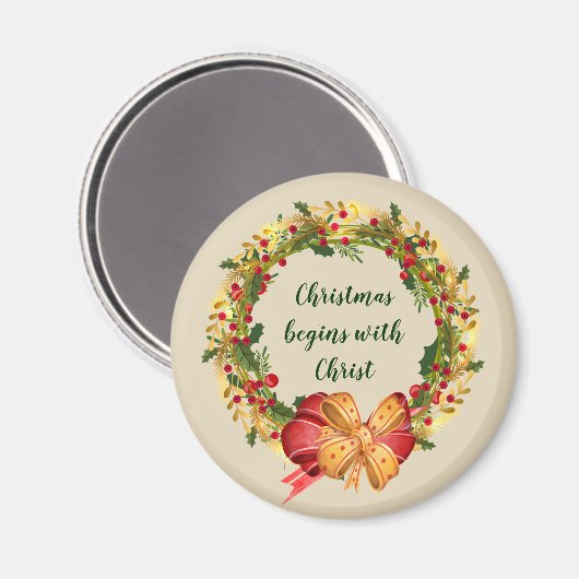 Kerstmis begint met Christus Inspirerend prijsopga Magneet (Voorkant / Achterkant)