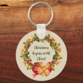 Kerstmis begint met Christus Inspirerend prijsopga Sleutelhanger (Voorkant)