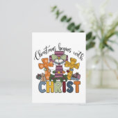 Kerstmis begint met Christus Jezus God Lelijke Ker Feestdagenkaart (Staand voorkant)