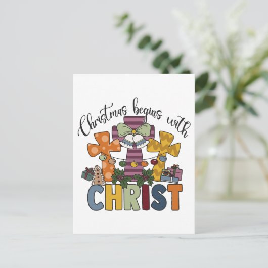 Kerstmis begint met Christus Jezus God Lelijke Ker Feestdagenkaart (Staand voorkant)