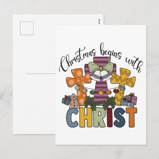 Kerstmis begint met Christus Jezus God Lelijke Ker Feestdagenkaart (Voorkant / Achterkant)