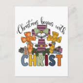 Kerstmis begint met Christus Jezus God Lelijke Ker Feestdagenkaart (Voorkant)