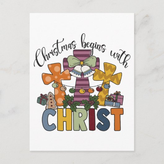 Kerstmis begint met Christus Jezus God Lelijke Ker Feestdagenkaart (Voorkant)