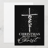 Kerstmis begint met Christus Jezus Kruis Christeli Feestdagenkaart (Voorkant / Achterkant)