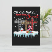 Kerstmis begint met Christus Love Flamingo Bedankkaart (Staand voorkant)