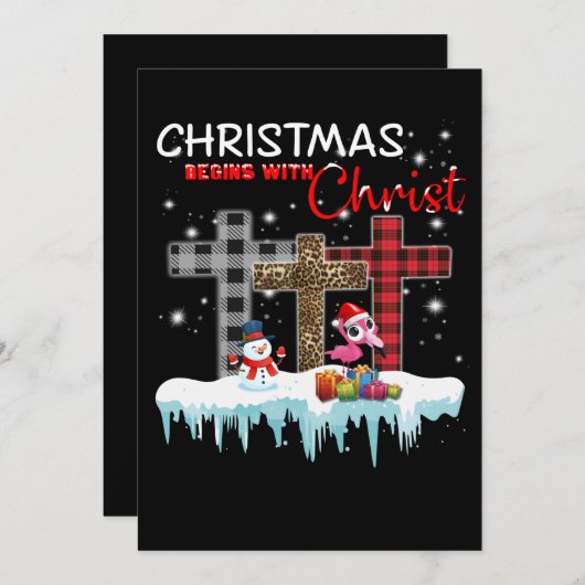 Kerstmis begint met Christus Love Flamingo Bedankkaart (Voorkant / Achterkant)