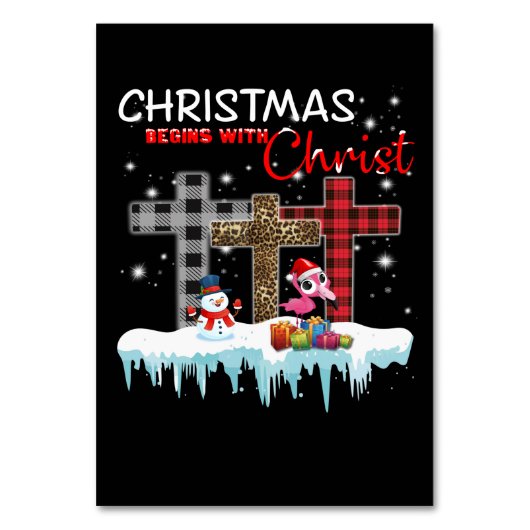 Kerstmis begint met Christus Love Flamingo Kaart (Voorkant)