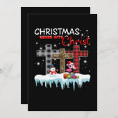 Kerstmis begint met Christus Love Flamingo Kaart (Voorkant / Achterkant)