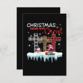 Kerstmis begint met Christus Love Flamingo RSVP Kaartje (Voorkant / Achterkant)