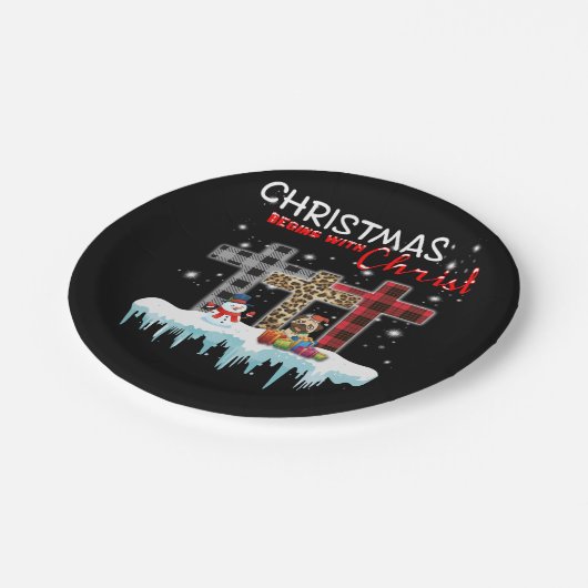 Kerstmis begint met Christus Papieren Bordje (Gekanteld)