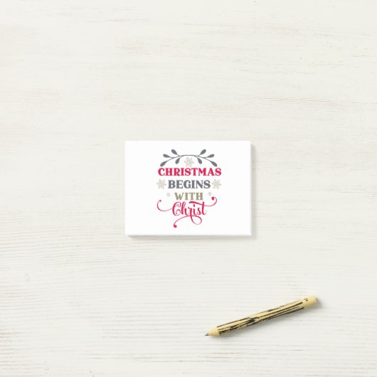 Kerstmis begint met Christus Post-it® Notes (Op bureau)